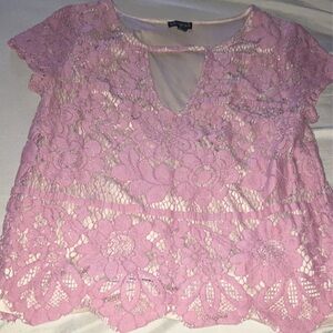 Pink lace Cutout top